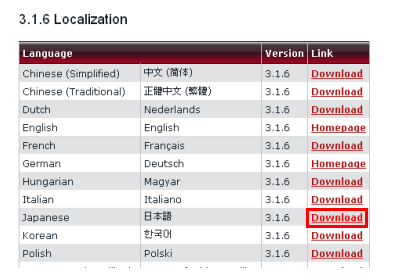 日本語の右側にある「Download」をクリック